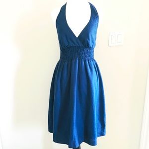 Guess Linen Smocked Waist Halter Dress